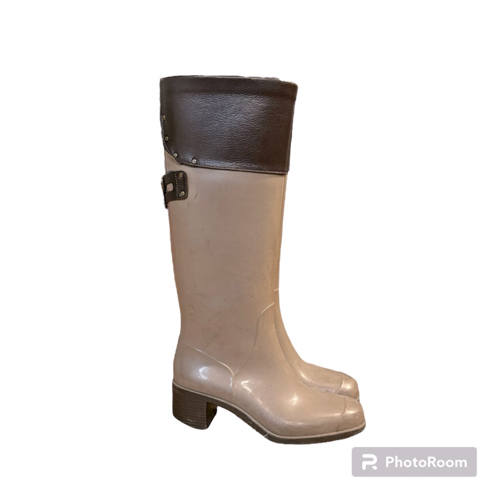 PELLICO Rain boots women size 36 (us 5.5-6) brown leather heel beige